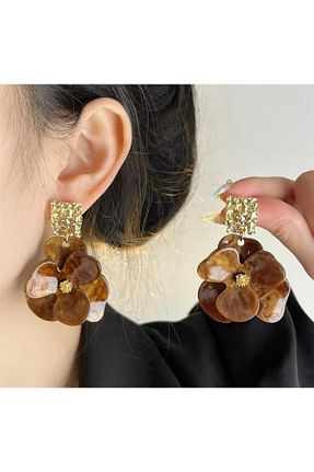گوشواره جواهر قهوه ای Pelin Aksesuar - کد 889935295