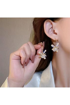 گوشواره جواهر بژ زیرکن Pelin Aksesuar - کد 889935276