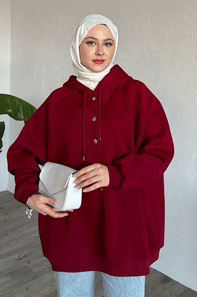 سوئیشرت حجاب زرشکی زنانه پنبه پلی استر InStyle - کد 889948274