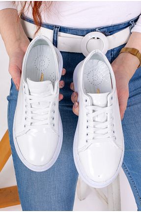 کفش اسنیکر سفید زنانه چرم اصل mikay shoes - کد 890679027