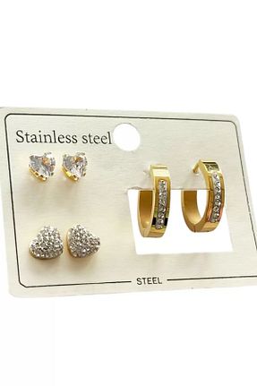 گوشواره استیل (فولاد) طلائی زنانه استیل (فولاد) Vitastyle - کد 889956295