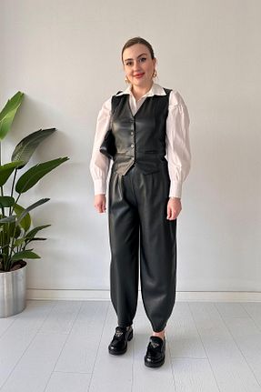 ست بالاتنه و پائین تنه مشکی زنانه بافتنی MaziButik - کد 890689235