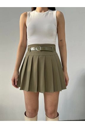دامن خاکی زنانه پنبه ای Asfa Moda - کد 890034500