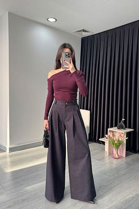 شلوار بنفش زنانه پنبه ای ECEMİ - کد 890095408