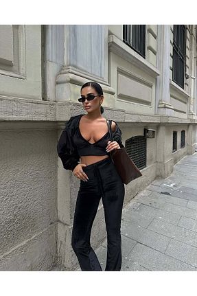 ست بالاتنه و پائین تنه مشکی زنانه بافتنی MODA - کد 890093475