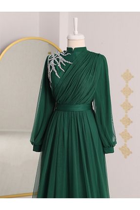 لباس مجلسی حجاب سبز زنانه یقه ایستاده Modamorfo - کد 322612101