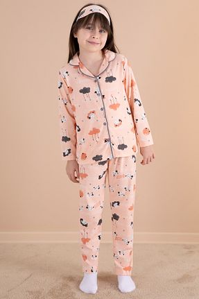 ست لباس راحتی صورتی بچه گانه چاپی Cansın Mini - کد 890800468