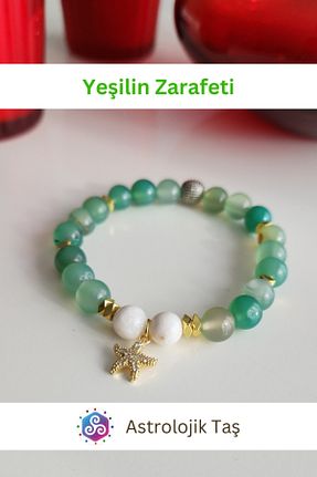 دستبند جواهر سبز زنانه سنگ طبیعی Astrolojik Doğal Taş - کد 890161368