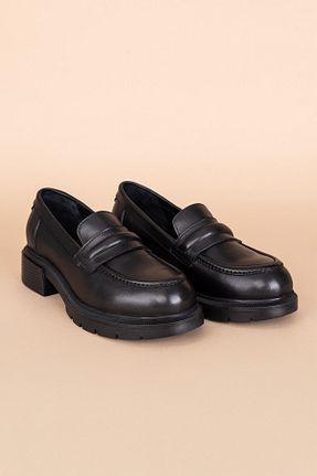 کفش لوفر مشکی زنانه چرم خالص Getcho - کد 890166602