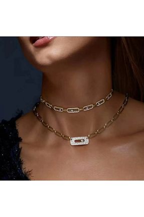 گردنبند استیل ( فولاد ) طلائی زنانه استیل (فولاد) H&S AKSESUAR - کد 890168069