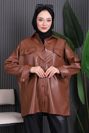 پیراهن حجاب قهوه ای زنانه رگولار İmajButik - کد 890170944