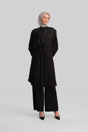 ست بالاتنه و پائین تنه حجاب مشکی زنانه رگولار Armine - کد 871260564