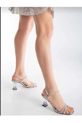 صندل طوسی زنانه پاشنه نازک STOKS SHOES STORE - کد 890844074