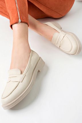 کفش لوفر بژ زنانه چرم خالص GRADA - کد 890891008