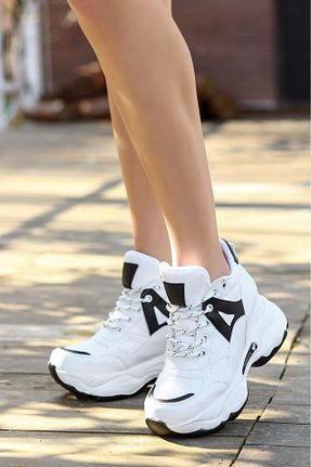 کفش بیرون سفید زنانه چرم مصنوعی LEYDİ SHOES - کد 890894002