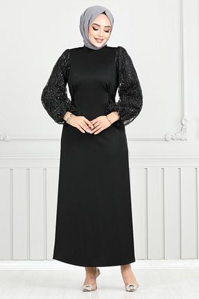 لباس مجلسی حجاب مشکی زنانه یقه دوچرخه ModaMerve - کد 890242386