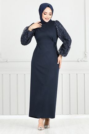 لباس مجلسی حجاب سرمه ای زنانه یقه دوچرخه ModaMerve - کد 890242459