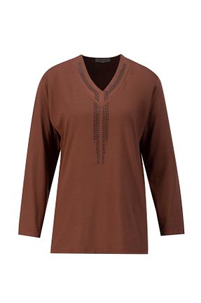 بلوز قهوه ای زنانه گلدار Armine - کد 891741938