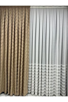 پرده زمینه قهوه ای کتان Taç - کد 890260908
