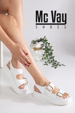 صندل سفید زنانه پاشنه پر Mc vay Shoes - کد 890301574