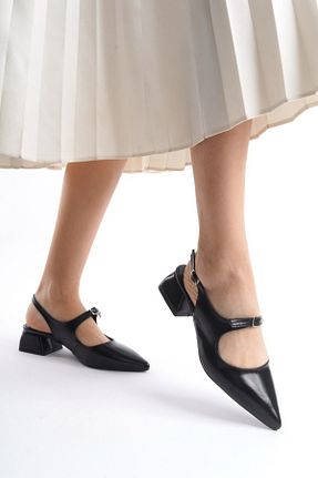 کفش مجلسی مشکی زنانه چرم مصنوعی BARAZİ MODA - کد 890980390