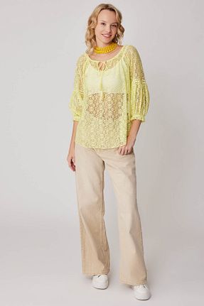 بلوز زرد زنانه ساده Vitrin - کد 812357996