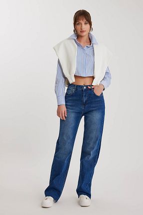 شلوار جین آبی زنانه پاچه گشاد Vitrin - کد 812357944