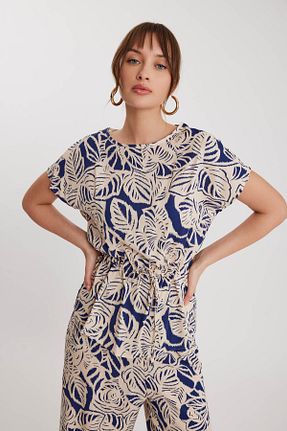 بلوز سرمه ای زنانه طرح دار Vitrin - کد 812357530