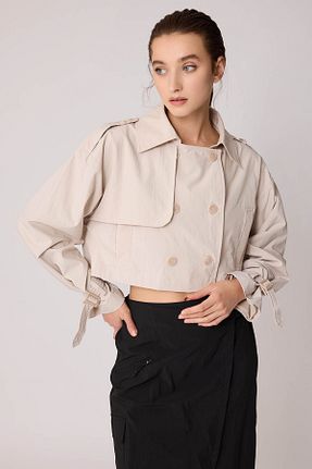 ترنچکت طوسی زنانه آستر دار Vitrin - کد 769764725