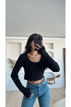 بلوز مشکی زنانه ساده BİGÜMEX - کد 890351295