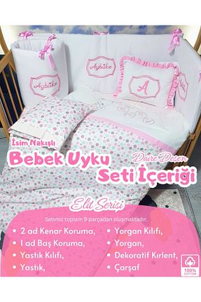 ست لحاف و روکش لحاف و روکش بالش کودک و نوزاد صورتی پنبه ای bebek iklimi - کد 890340914