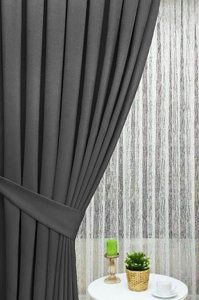پرده زمینه طوسی پلی استر İ.D İpek Dokuma - کد 56535376