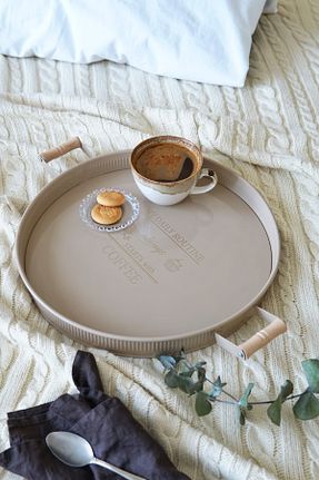 سینی قهوه ای فلزی Evle - کد 890422207