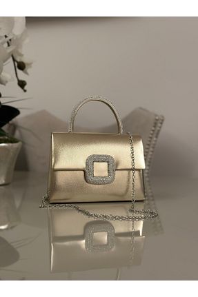 کیف مجلسی طلائی زنانه چرم مصنوعی mossi - کد 888416586