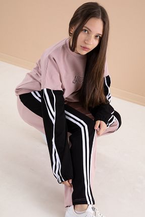 ست بالاتنه و پائین تنه صورتی بچه گانه بافتنی Cansın Mini - کد 892851154