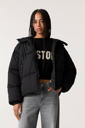 کاپشن مشکی زنانه Relaxed Pull & Bear - کد 756094041