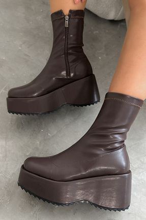 بوت / نیم بوت سرمه ای زنانه چرم مصنوعی Shoebutik - کد 890454356