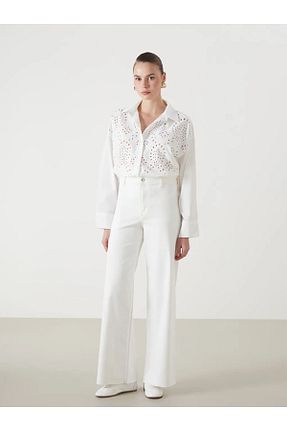 شلوار سفید زنانه الاستین LC Waikiki - کد 890462634