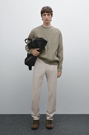 شلوار جین بژ مردانه پاچه لوله تفنگی Massimo Dutti - کد 890458353
