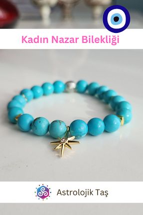 دستبند جواهر فیروزه ای زنانه سنگ طبیعی Astrolojik Doğal Taş - کد 891417537