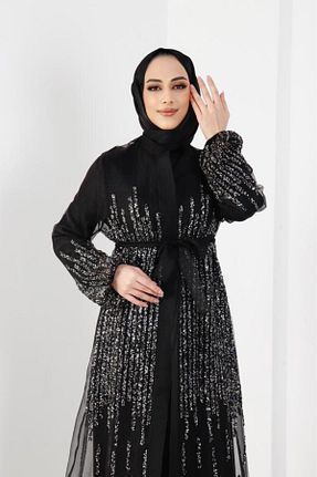 لباس مجلسی حجاب مشکی زنانه یقه دوچرخه AbiyeSultan - کد 891436262