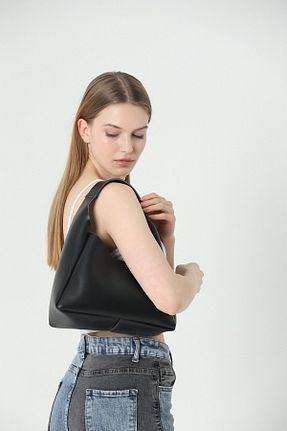 کیف دوشی مشکی زنانه چرم مصنوعی VİA BLANCHE - کد 796083168