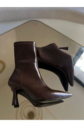 بوت / نیم بوت قهوه ای زنانه چرم مصنوعی YAHO SHOES - کد 890474724