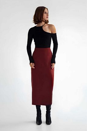 دامن زرشکی زنانه پارچه CNG MODA - کد 890507163