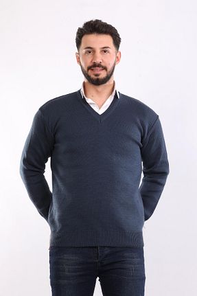 پلیور آبی مردانه ساده HEDEFNUR TEKSTİL - کد 890505998