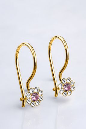 گوشواره نقره صورتی بچه گانه 925 عیار jelux silver - کد 889940685