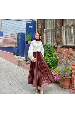 دامن قهوه ای زنانه پنبه ای ALYAM BUTİK - کد 890546603