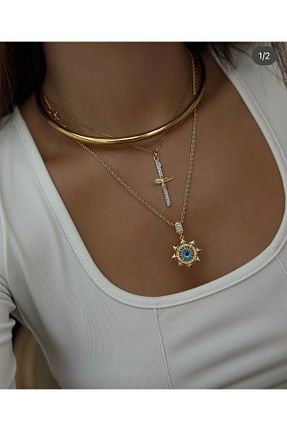 گردنبند استیل ( فولاد ) طلائی زنانه استیل (فولاد) SU PERİSİ TAKI BİJUTERİ - کد 890544471