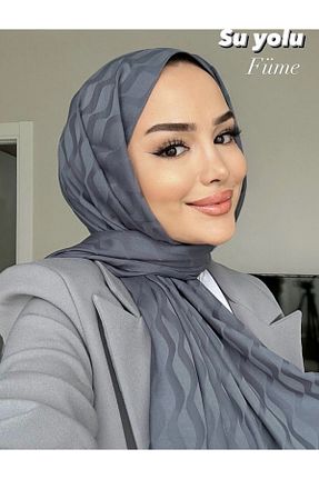 شال طوسی زنانه ابریشم pullscarfs - کد 890617213