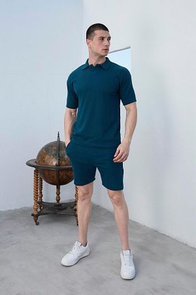 ست بالاتنه و پائین تنه آبی مردانه بافتنی Pobudo - کد 833431876